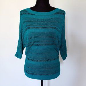 xs || express || GREEN MESH STITCH SWEATER